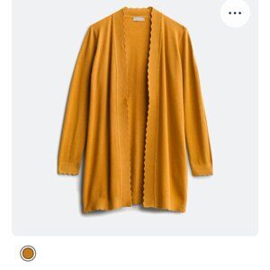 EVOLUTION BY CYRUS Davison Scallop Edge Cardigan, Mustard Gold, size L